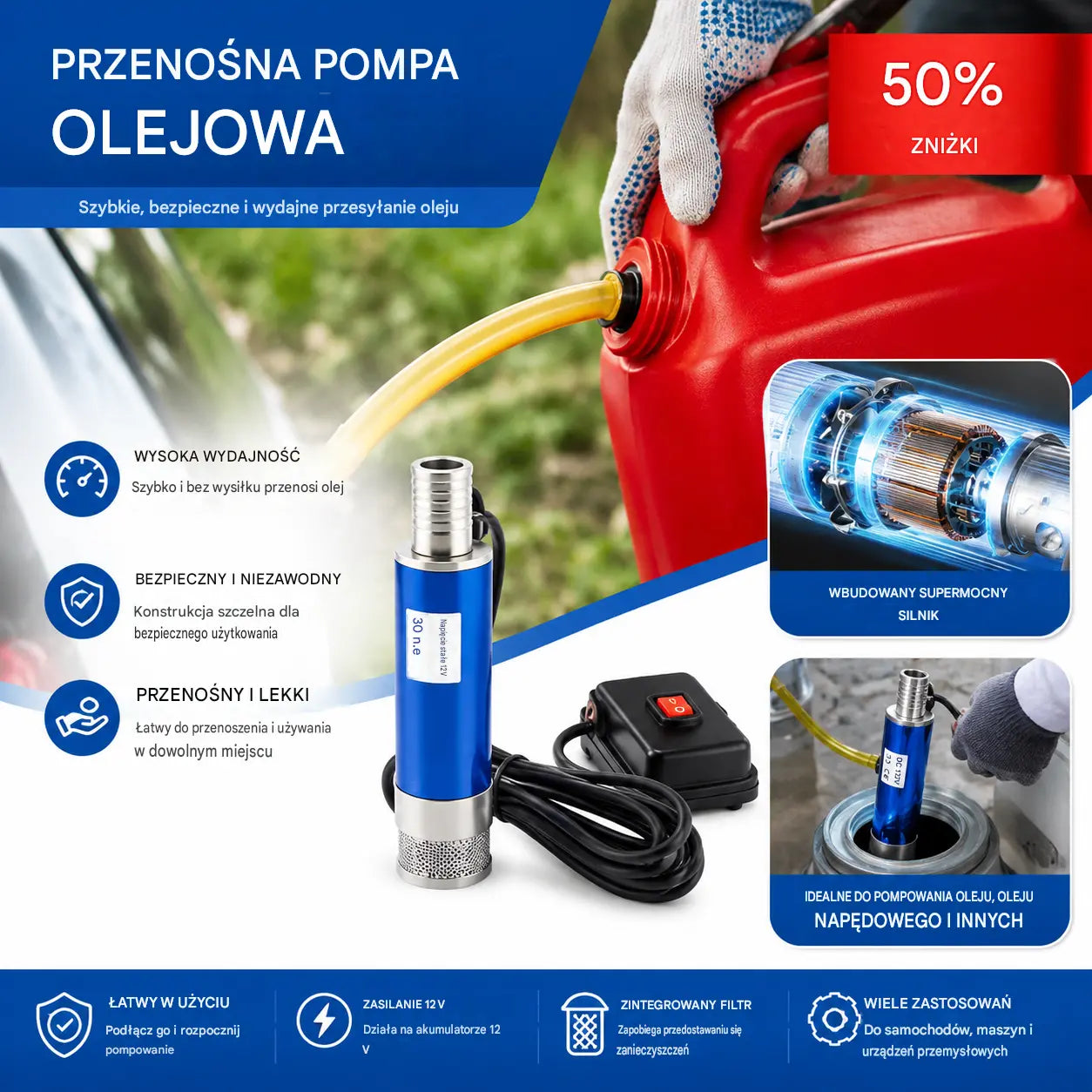 Nowa pompa olejowa Denaqi 21 V na baterię litową, pompa do oleju i wody o podwójnym zastosowaniu, bateria litowa
