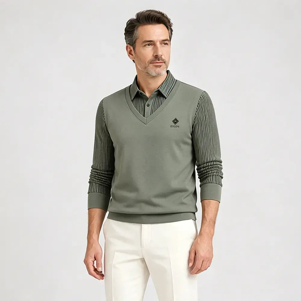 👔🔥【M-4XL】Νέα ανδρική χειμερινή μπλούζα πόλο για άνδρες μέσης ηλικίας – σε μεγάλα μεγέθη, με γιακά και επένδυση fleece.