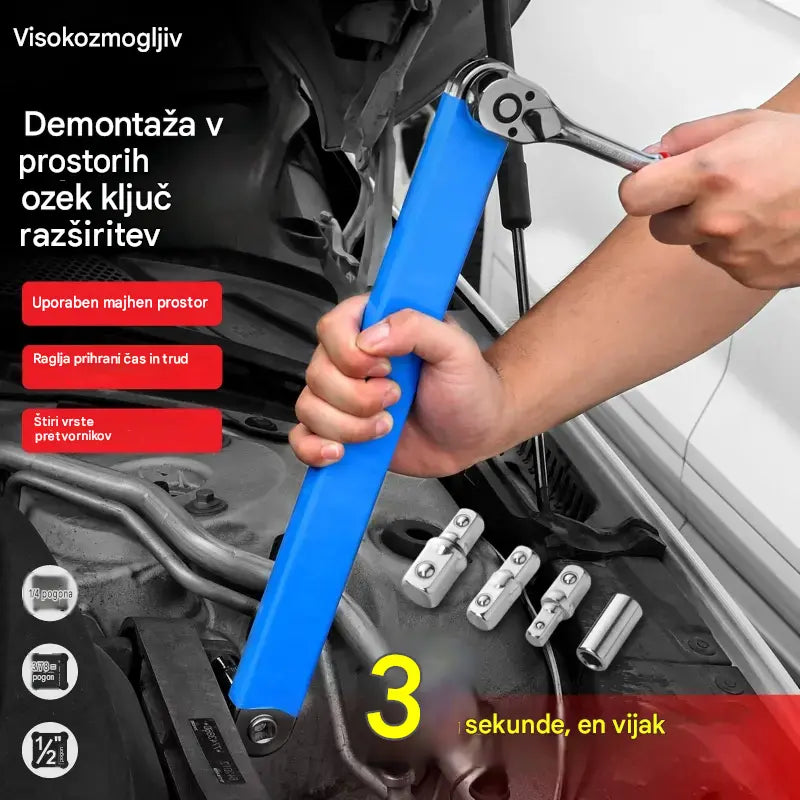 【【5 kosov na komplet】27 evrov na komplet】✅ Nastavljiv večnamenski raztegljiv ključ – dvostranski, prihrani trud in doseže težko dostopna mesta