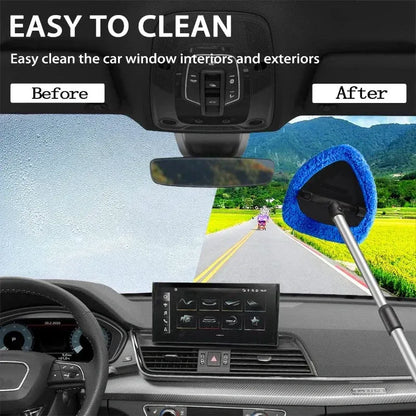 🎁【2 trójkątne plastikowe elementy + 8 pokrowców z materiału】Zestaw do czyszczenia szyb samochodowych – rozkładany i obracany o 180°