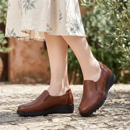 👞【35-41】Miękkie, skórzane, płaskie buty w dużych rozmiarach – antypoślizgowe, lekkie i wygodne buty dla starszych kobiet – ortopedyczne mokasyny codzienne