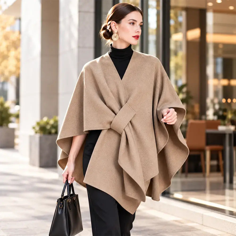 🧥 Πολυλειτουργικό υφαντό σάλι σε στιλ κάπας για το φθινόπωρο και τον χειμώνα! Κομψός σχεδιασμός σε στρώσεις, ευέλικτο στυλ, ζεστό και άνετο!