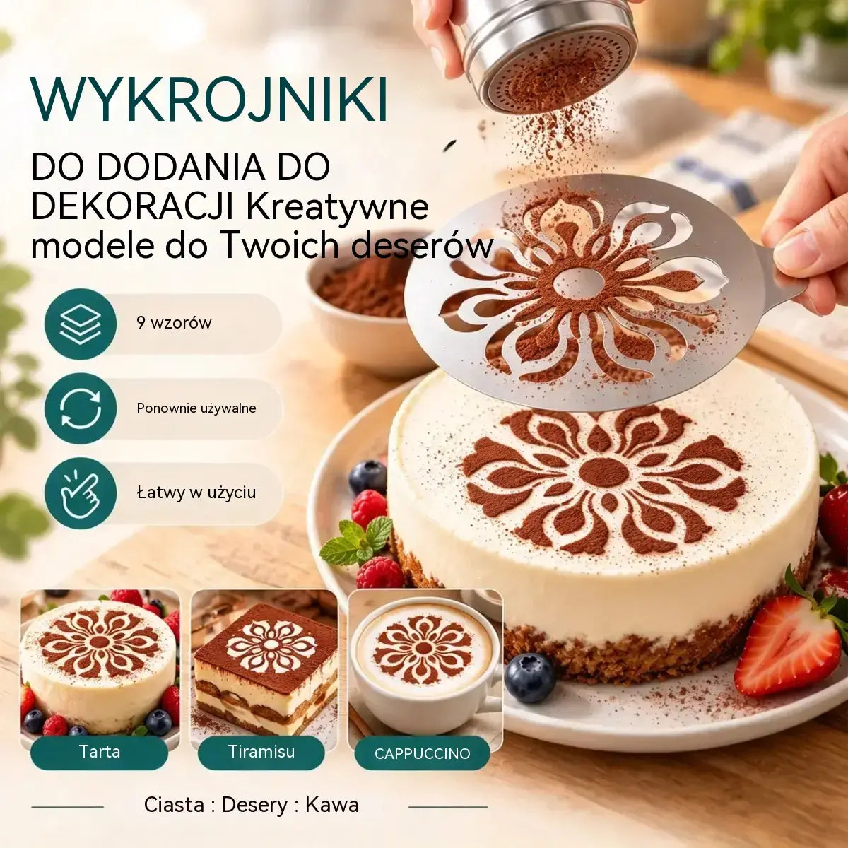 9 sztuka 89zł☕ Forma do kawy latte art ze stali nierdzewnej