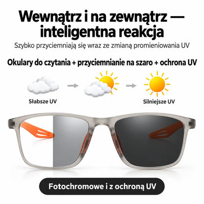 Fotochromowe, ultralekkie okulary do czytania o wysokiej przejrzystości, specjalnie zaprojektowane dla osób starszych