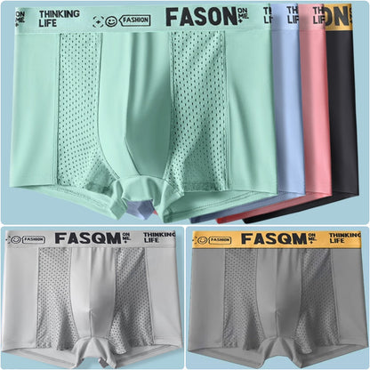 -Paquete de 12-Calzoncillos bóxer de malla transpirable de seda helada para hombre