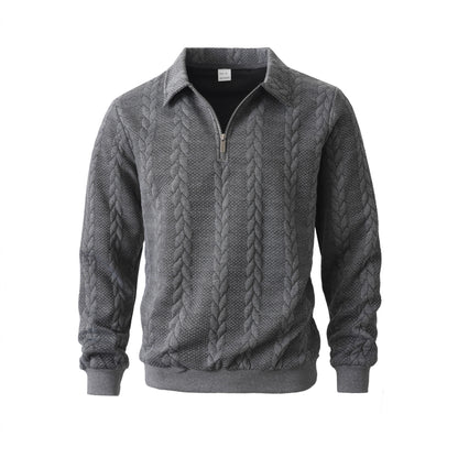 👔Suéter de hombre con cuello jacquard, casual, de punto, manga larga