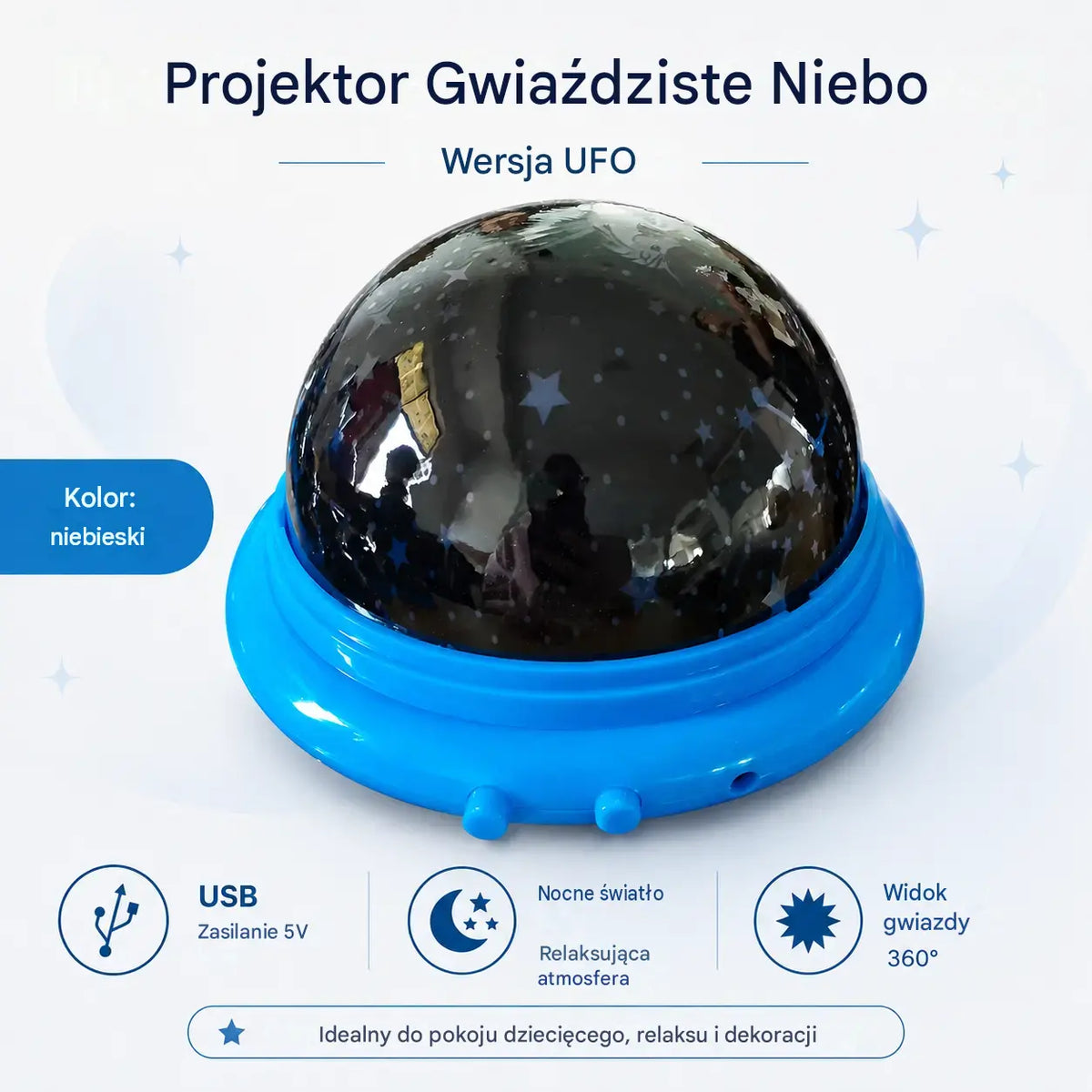 1 sztuka 89zł 🎁Mini lampa projektorowa UFO z rozgwieżdżonym niebem ⎜Światło otoczenia do sypialni💫