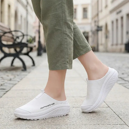 【36-43】👟Damskie, wsuwane, oddychające, siateczkowe trampki – lekkie, grube, z półbutami – wygodne buty do chodzenia