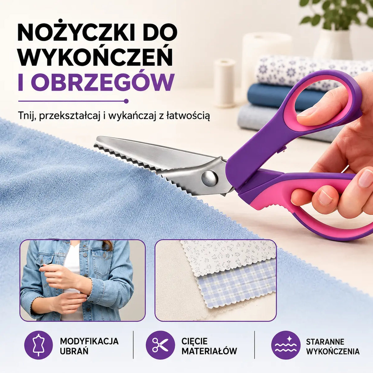 👗✂️ Nożyczki krawieckie z ozdobnym ostrzem – Profesjonalne do cięcia zygzakiem i falowaniem | Idealne do tkanin, patchworku i projektów DIY