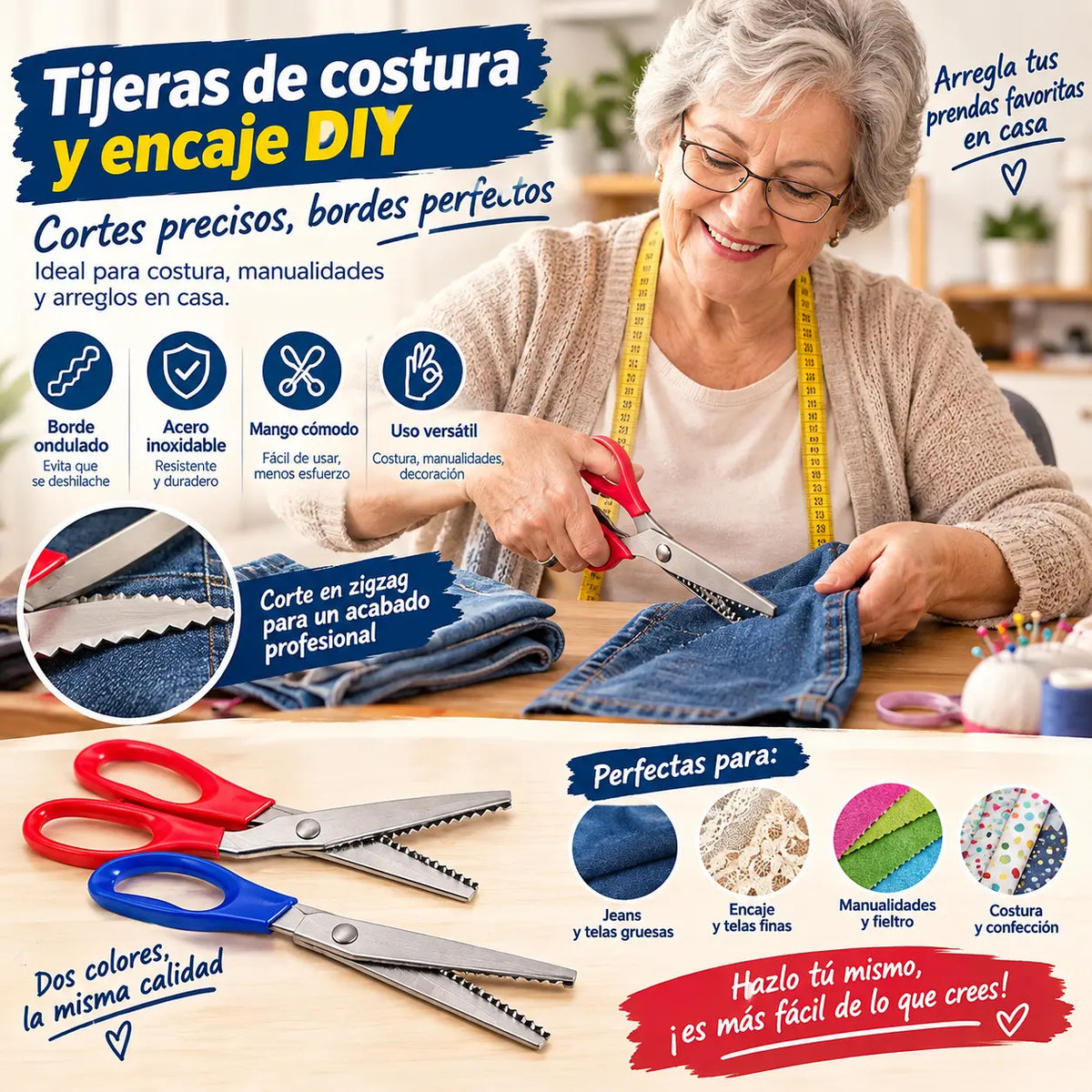 Tijeras de costura y encaje DIY ，Corte preciso y fácil en todo momento, ayudándote a crear tus propias obras maestras