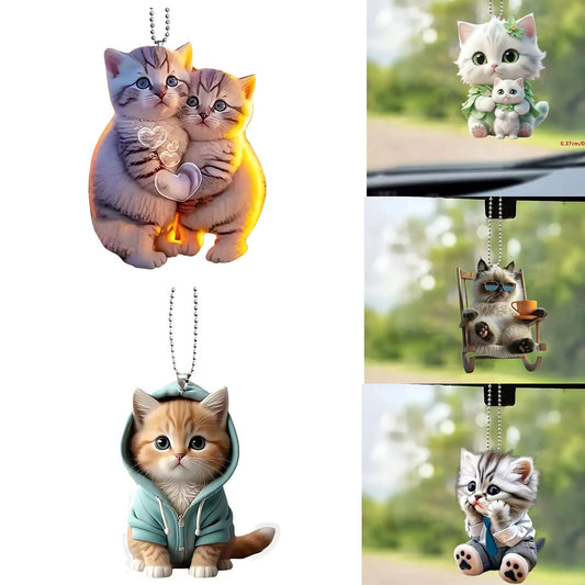 💥🔥🚗🐱【5 piezas】Nuevos adornos mágicos de gato 2025, colgantes de coche