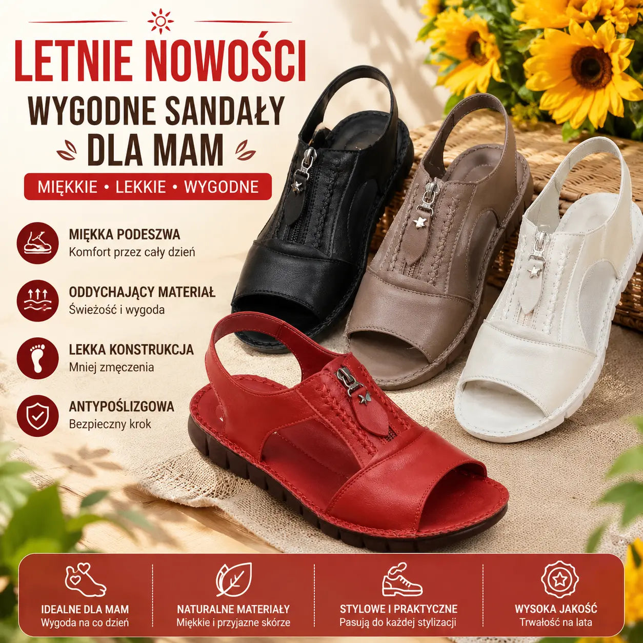 🔥【Veličine 35-43】2026 Nove ravne sandale od prave kože, neklizajuće, mekani potplat