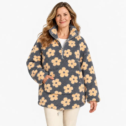 ✨【S-2XL/6 kolorów】Bluza z polaru z kwiatowym wzorem, stylowa i ciepła