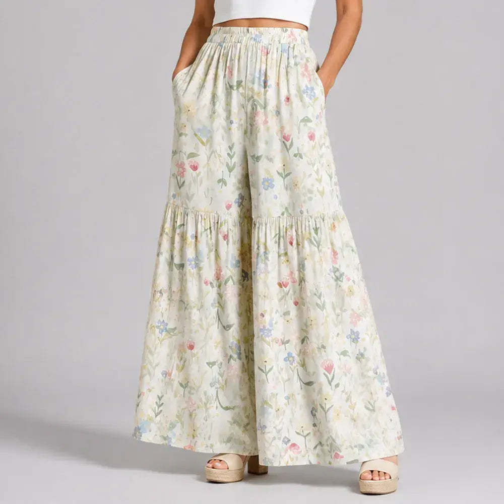 🌸✨【S-2XL】Γυναικείο παντελόνι με φαρδιά γραμμή και στάμπα, κατάλληλο για όλους τους σωματότυπους