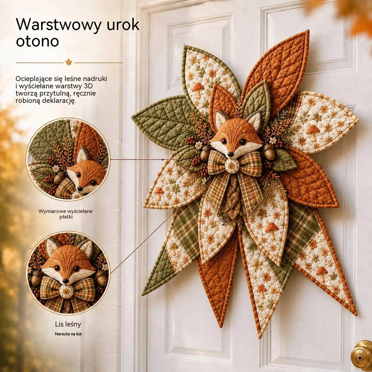 🎇🎄Ostatni dzień wyprzedaży: 49% zniżki na zestaw do szycia bardzo dużej pikowanej kokardy na drzwi (8 wzorów).