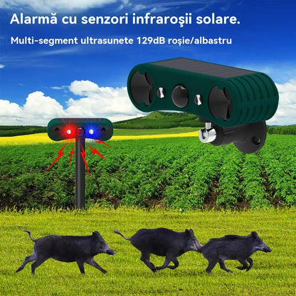 🔥【1 sztuka 139zł 】🚨Zasilany energią słoneczną zewnętrzny alarm z czujnikiem ruchu do odstraszania zwierząt