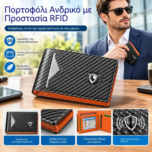 Ανδρικό λεπτό πορτοφόλι με προστασία RFID