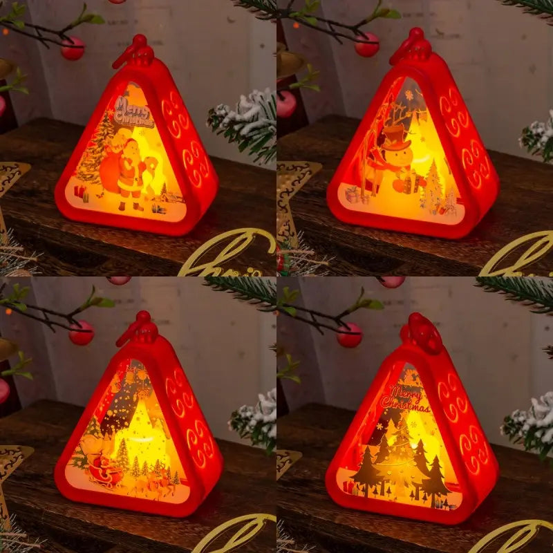 🌲🎅【Zestaw 4 sztuk】🎁✨Świąteczne lampki nocne w stylu retro | Świecąca dekoracja – bałwanek | Ozdoba na parapet lub stół