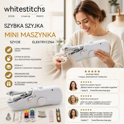 🧵 Mini elektryczna maszyna do szycia — lekka, przenośna i łatwa w obsłudze! ✨