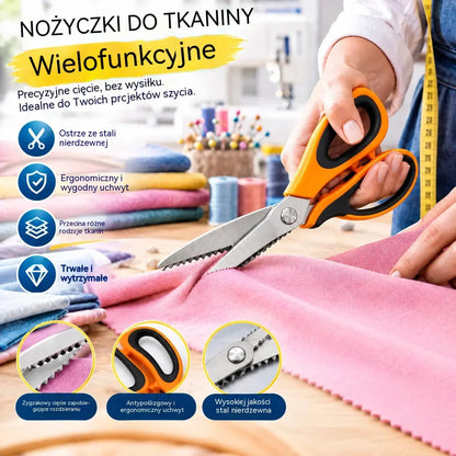 ✂️ Uniwersalne nożyce krawieckie tnące w ząbki – do tkanin, papieru i rękodzieła 🧵
