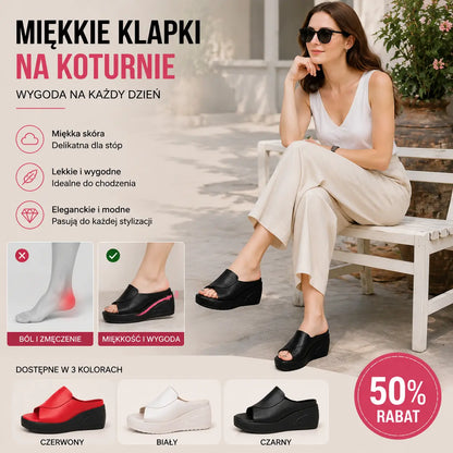 💥【30% ZNIŻKI】🔥[Obcas 5,5 cm] 【35-42】Sandały na koturnie z miękką podeszwą