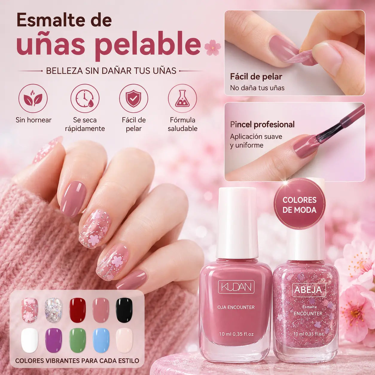 🔥✨【Compra 2, llévate 3 gratis】💅🌈Esmalte de uñas removible, de secado rápido y sin horno