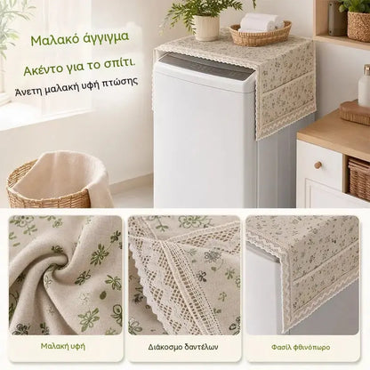 💖 Προσφορά τελευταίας ημέρας! 💖【55 × 120 cm】 ✨ Κάλυμμα ψυγείου από βαμβάκι και λινό (ανθεκτικό στη σκόνη και το λίπος) με θήκες αποθήκευσης