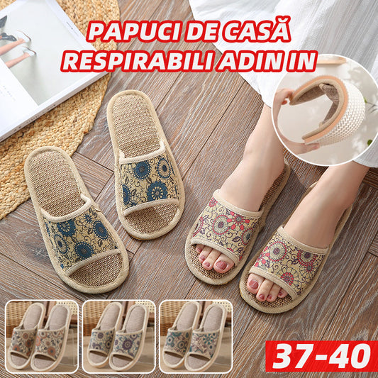🏆【3 pares】【37-40】Nuevas zapatillas de casa de algodón y lino para mujer 2025, zapatillas para todas las estaciones