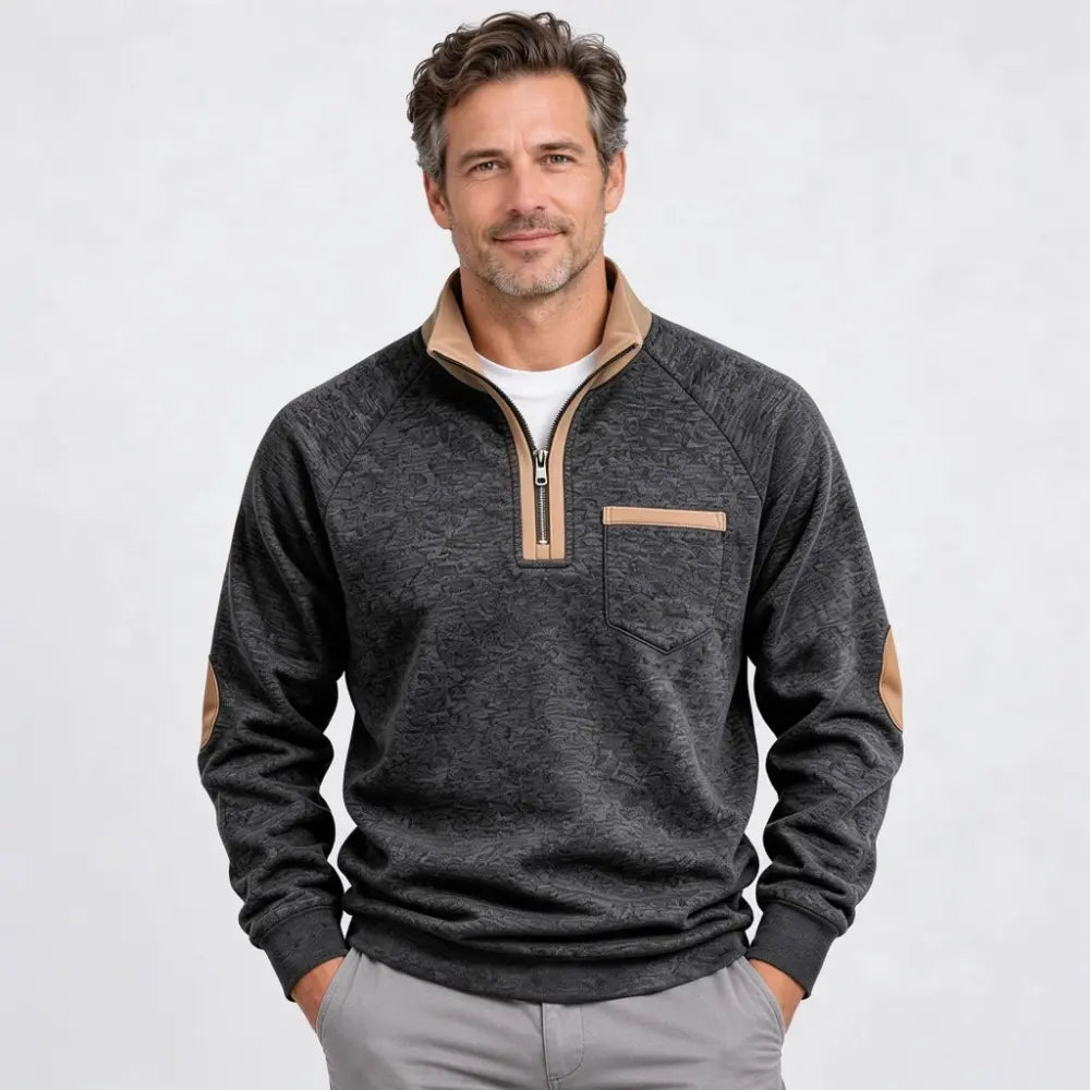 ✨🧥【S–3XL】Ανδρική ζεστή μπλούζα με κουκούλα και φερμουάρ, με χρωματικές λεπτομέρειες σε αντίθεση - ρετρό στυλ, άνετη στη χρήση και ζεστό ύφασμα.