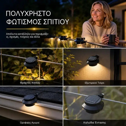 ☀️ Ηλιακό φωτιστικό τοίχου LED με υδρορροή | Διακόσμηση εξωτερικού χώρου