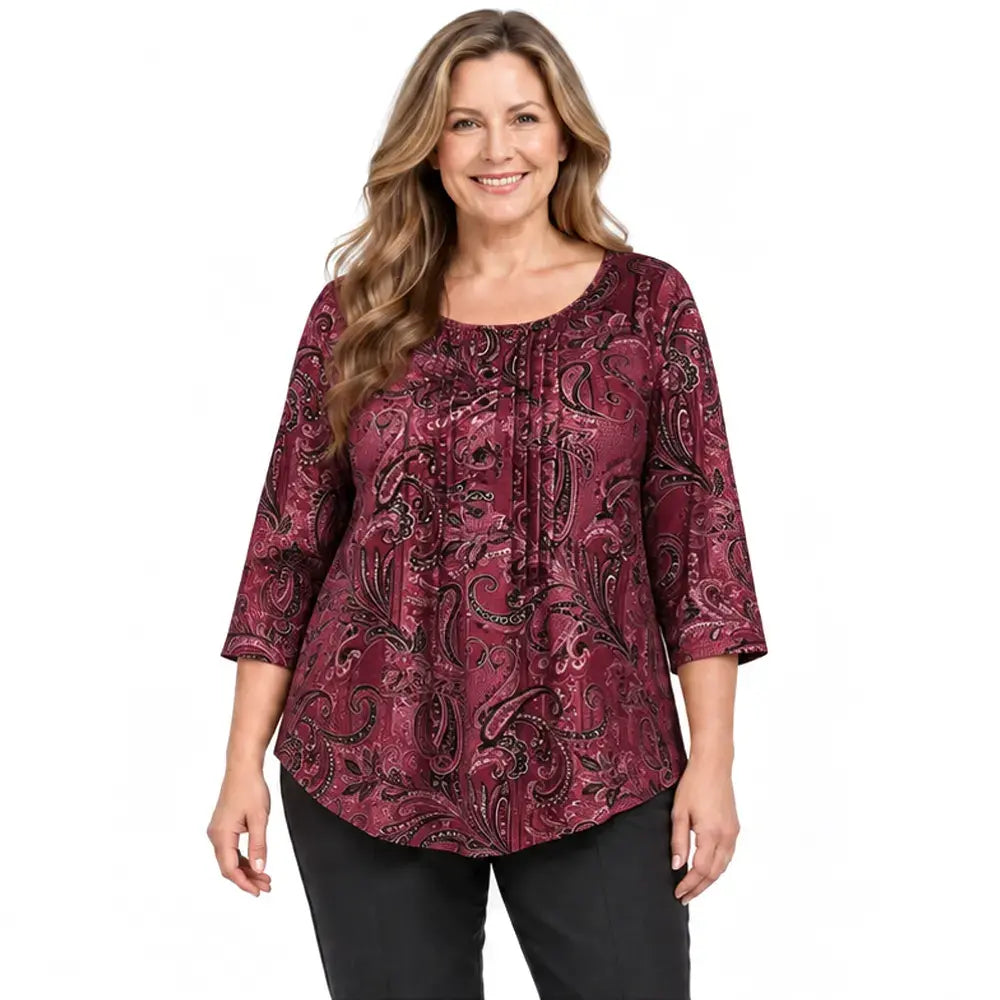 【1XL-5XL/6 kolorów】 Koszulka damska z długim rękawem, zapinana na guziki, na jesień/zimę, z nadrukiem paisley w europejskim i amerykańskim stylu, w dużych rozmiarach, z luźnym nadrukiem