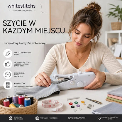 🧵 Mini elektryczna maszyna do szycia — lekka, przenośna i łatwa w obsłudze! ✨