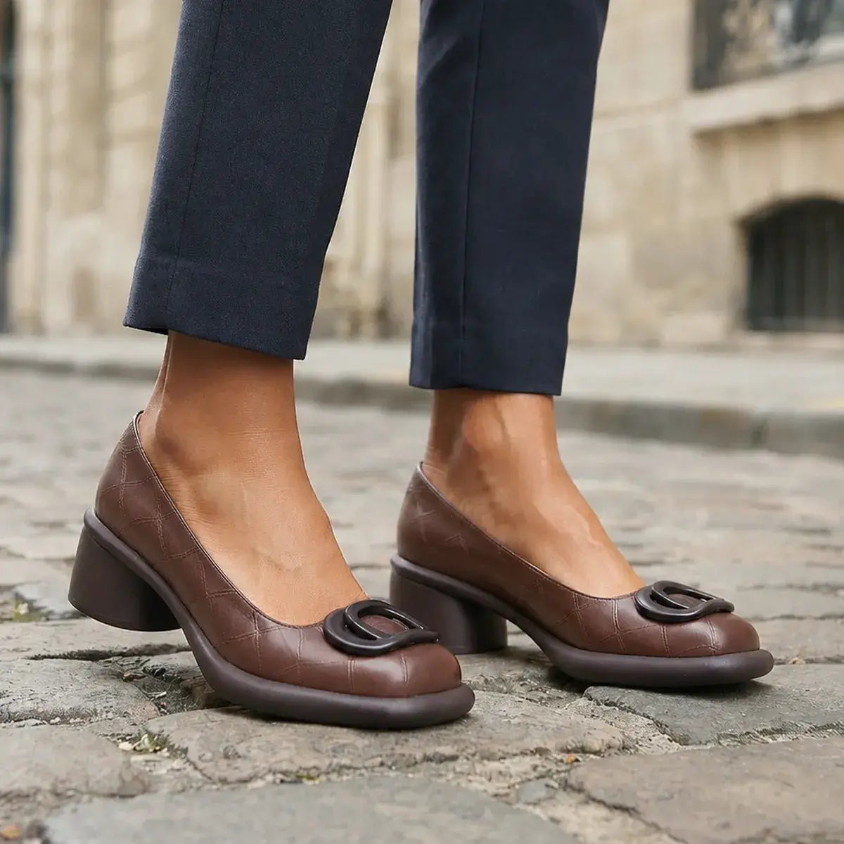 【35-40】Eleganckie buty damskie na grubym obcasie, w stylu retro i z ochroną przed wodą