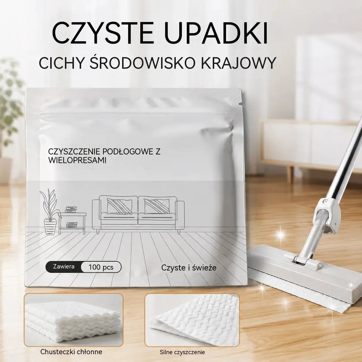 100 sztuk antybakteryjnych i dezodorujących wielofunkcyjnych tabletek czyszczących | Nadaje się do podłóg z twardego drewna, laminowanych, płytek i ścian w kamperach