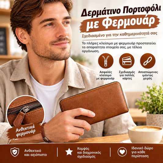 ✨ 50% έκπτωση σήμερα! 👔Ανδρικό πορτοφόλι χειρός με φερμουάρ, μεγάλης χωρητικότητας, πολυλειτουργικό, με θήκη για κάρτες