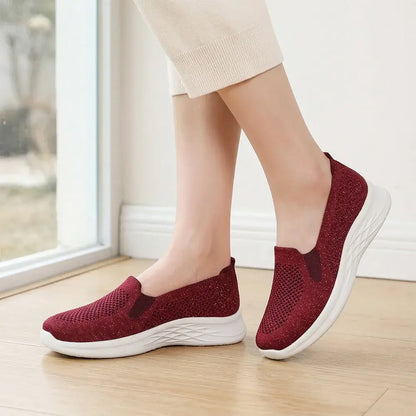 Damskie, wsuwane, oddychające buty do chodzenia – lekkie, z miękką podeszwą – wygodne, ortopedyczne trampki dla seniorów