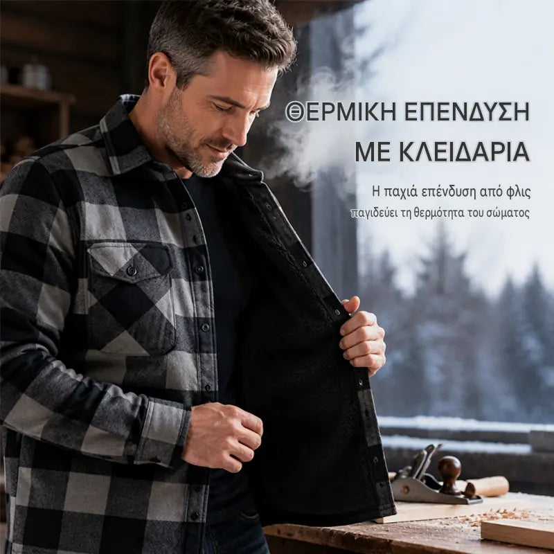 🔥 Περιορισμένης διάρκειας έκπτωση 50%! 🧥❄️ Ανδρικό Ζεστό Καρό Μπουφάν — Ζεστό και άνετο, που αναδεικνύει μια κομψή και casual εμφάνιση ✨