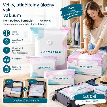 🧳 5 kusy 590Kč 💨 Velký, stlačitelný vakuový úložný sáček: není potřeba pumpička, nepropustný a ideální pro úsporu místa v kufrech i doma ✈️