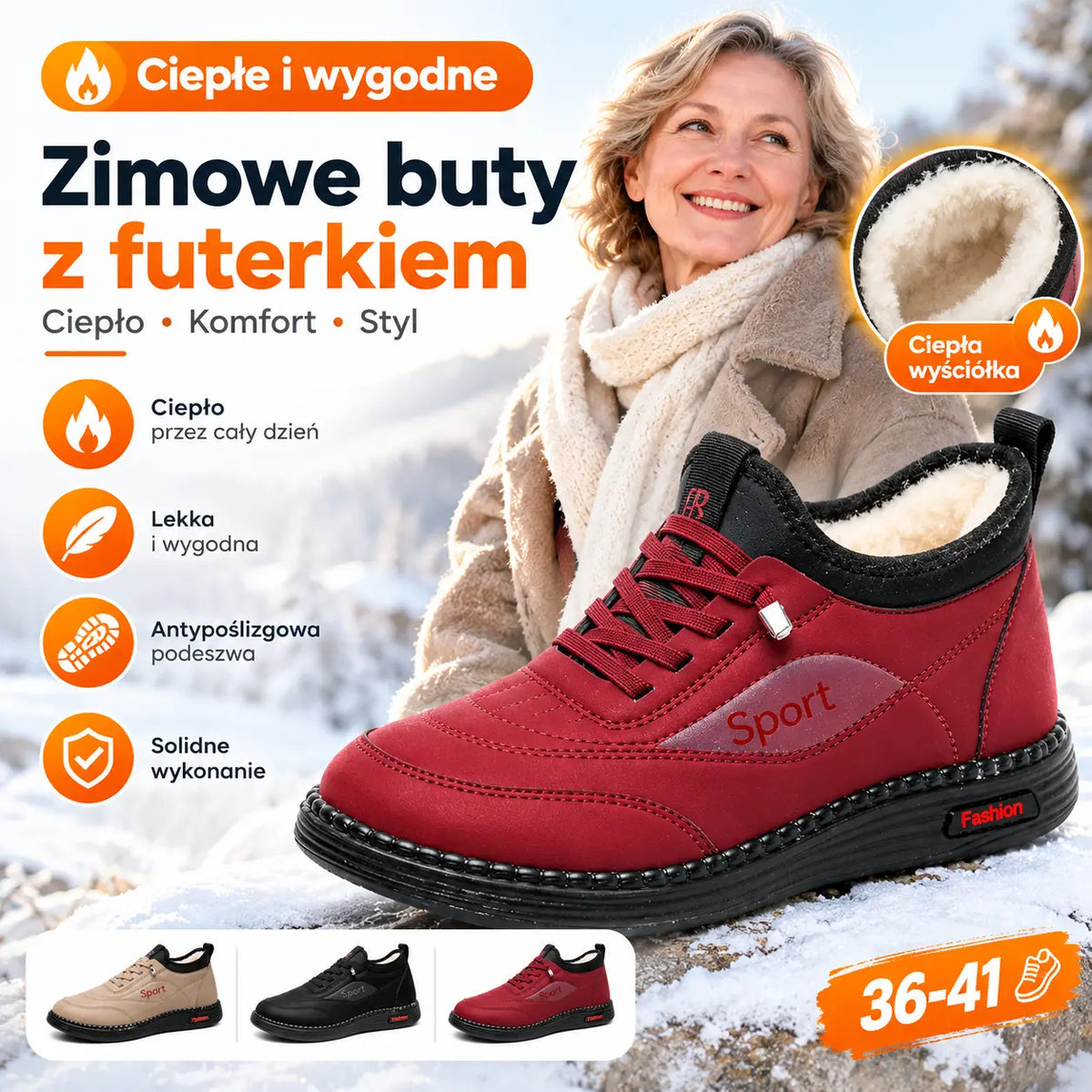 👟【35–41】Damskie obuwie zimowe z ciepłą wyściółką oraz miękką, antypoślizgową podeszwą. Nowoczesny design, łatwe do stylizowania.
