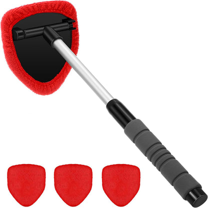 🎁【2 trójkątne plastikowe elementy + 8 pokrowców z materiału】Zestaw do czyszczenia szyb samochodowych – rozkładany i obracany o 180°