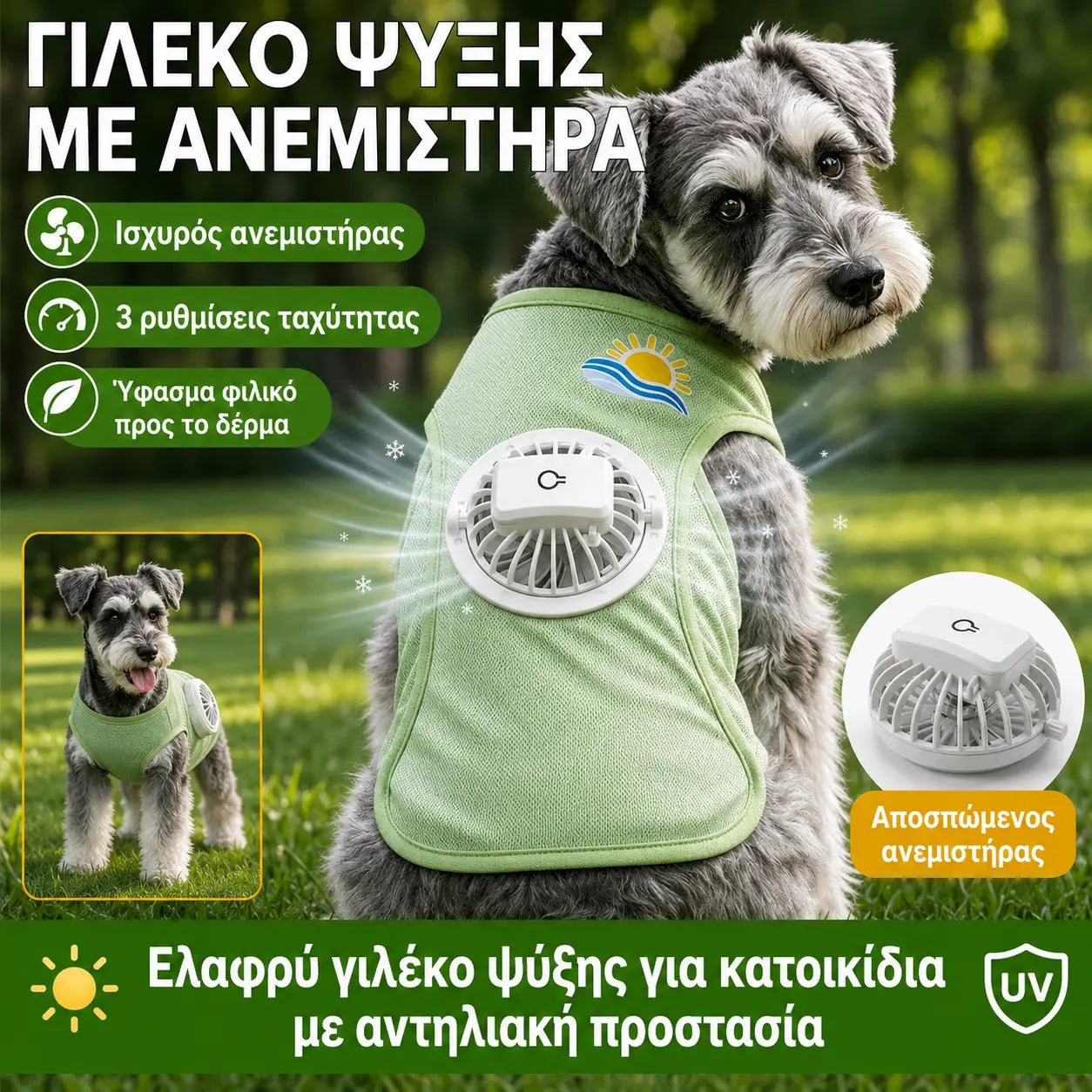 🐶🐱 Νέα ρούχα για σκύλους με ανεμιστήρα: Ελαφρύ και αναπνεύσιμο γιλέκο με αντηλιακή προστασία για το καλοκαίρι, ιδανικό για μικρά και μεσαία σκυλιά.