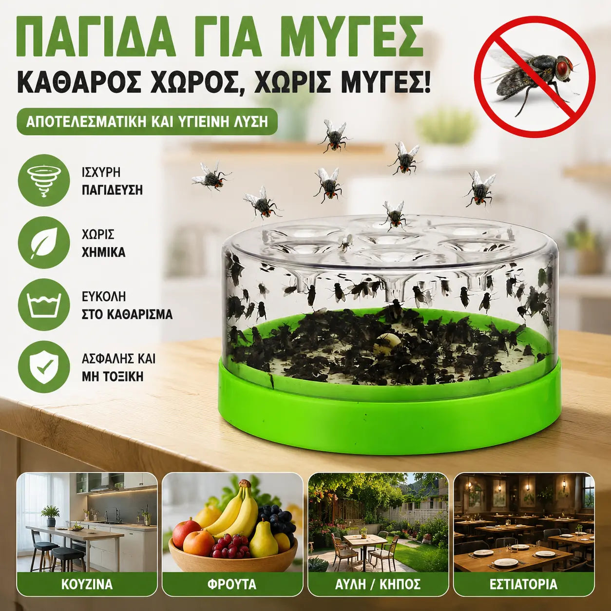 【Ένα σετ €27】🪰✨ Επαναχρησιμοποιούμενη παγίδα μυγών – Δεν απαιτεί ηλεκτρικό ρεύμα και είναι εύκολη στη χρήση 🏡