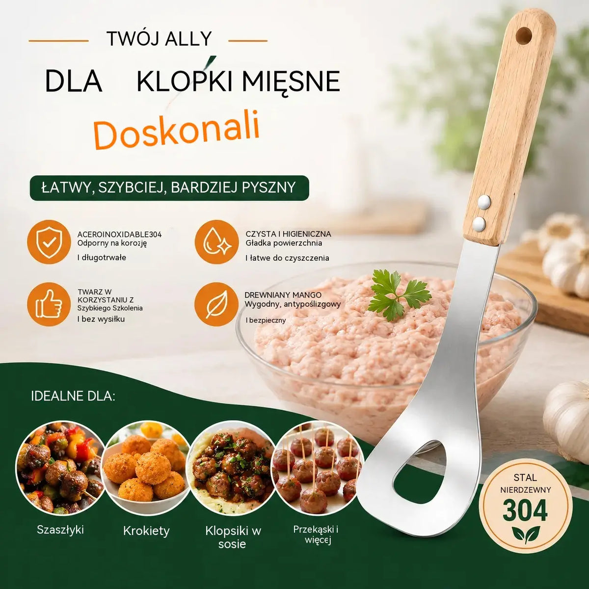 🍖 【2 sztuki】Forma do klopsików ze stali nierdzewnej 304 – idealna do przygotowywania klopsików mięsnych i rybnych, idealna do gotowania w domu 🥄