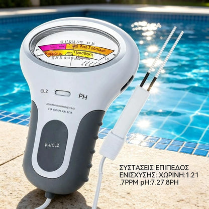 🔬💧 Μετρητής pH και υπολειμματικού χλωρίου (Cl2) — 50% έκπτωση! Μετράει με ακρίβεια το pH και το υπολειμματικό χλώριο της πισίνας σας: απλά, γρήγορα και αξιόπιστα. 🔥🏊