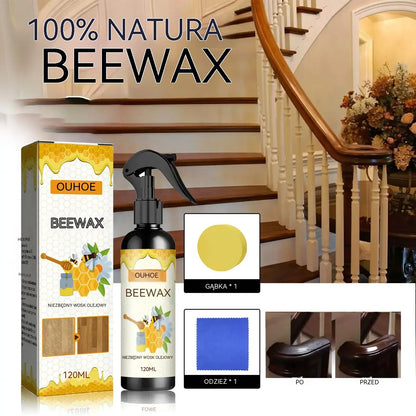120 ml + gąbka + ściereczka——1 zestaw 89zł ✨Naturalny, mikrocząsteczkowy wosk pszczeli w sprayu do pielęgnacji mebli, konserwacji podłóg i polerowania.
