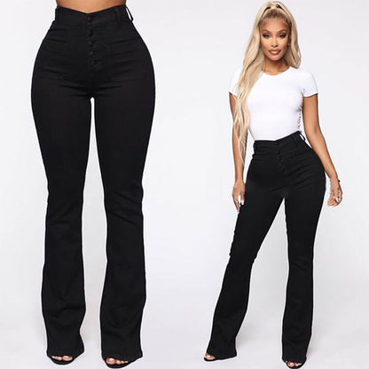 🔥👖【S-4XL】Pantalones de mujer de talle alto con bajo acampanado – Comodidad y Estilo en Uno – Vaqueros de Talle Alto que Visten a Cada Mujer