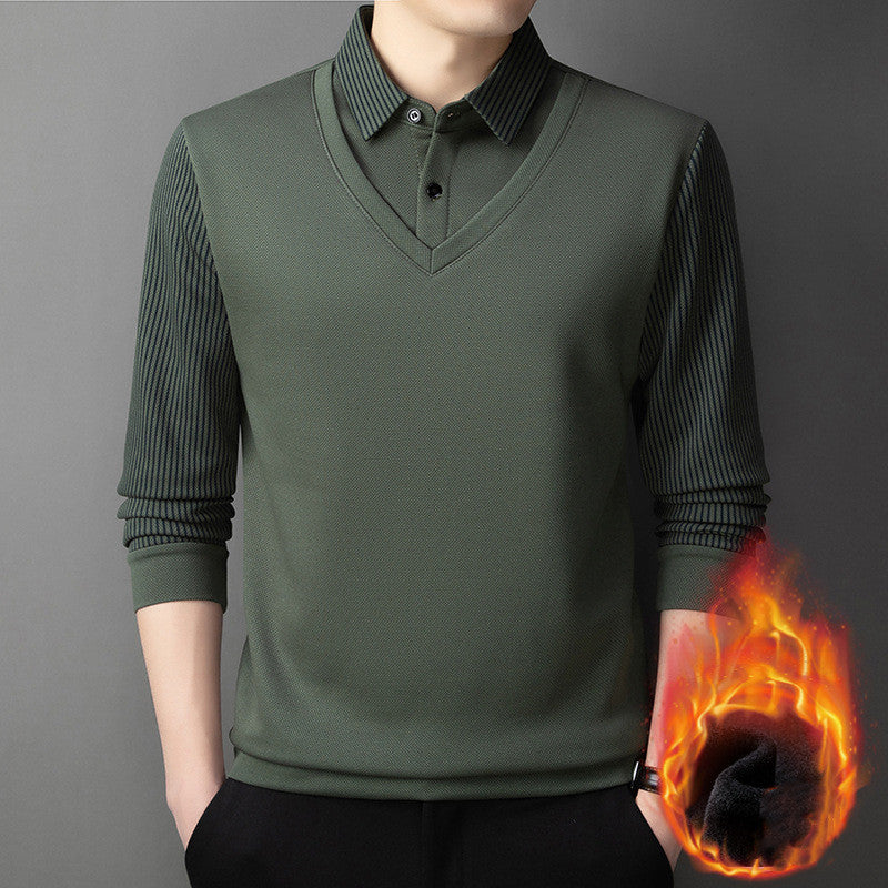 👔【M-4XL】Męski dwuczęściowy sweter ze sztucznej szenili z aksamitem i pogrubieniem zapewniającym ciepło