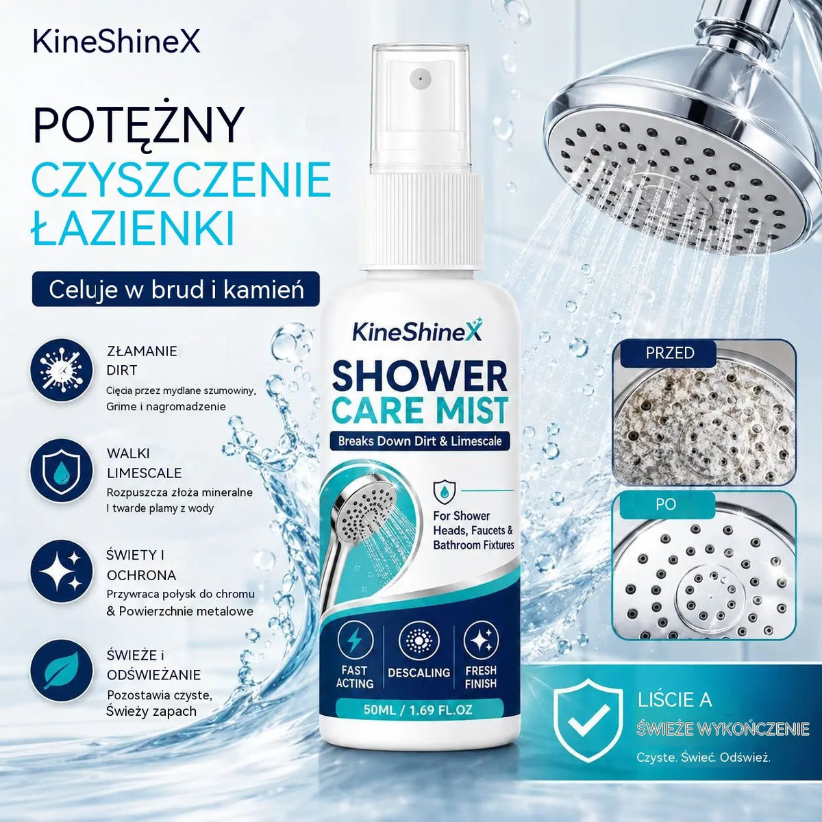 🚿💧Szybko działający spray do usuwania kamienia z prysznica