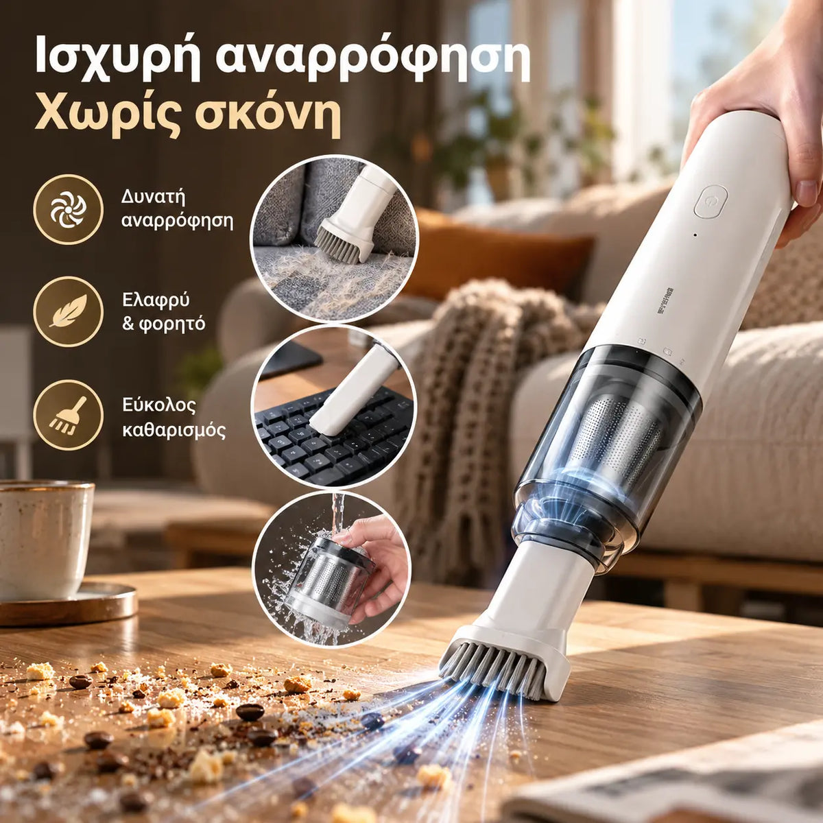 1 σετ 30 ευρώ💨 💨Φορητή, ασύρματη ηλεκτρική σκούπα αυτοκινήτου υψηλής ισχύος, διπλής χρήσης και πολλαπλών λειτουργιών