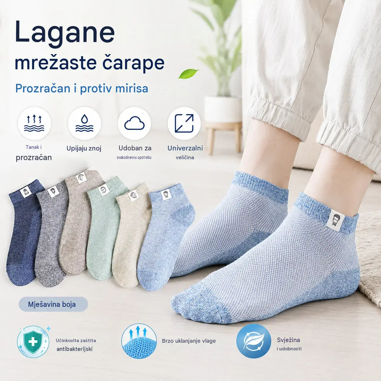🔥Kupite 5, dobijte 5 gratis⚡10 pari za samo 23 eura🔥⚡🧦 Muške prozračne, antibakterijske i otporne na mirise čarape